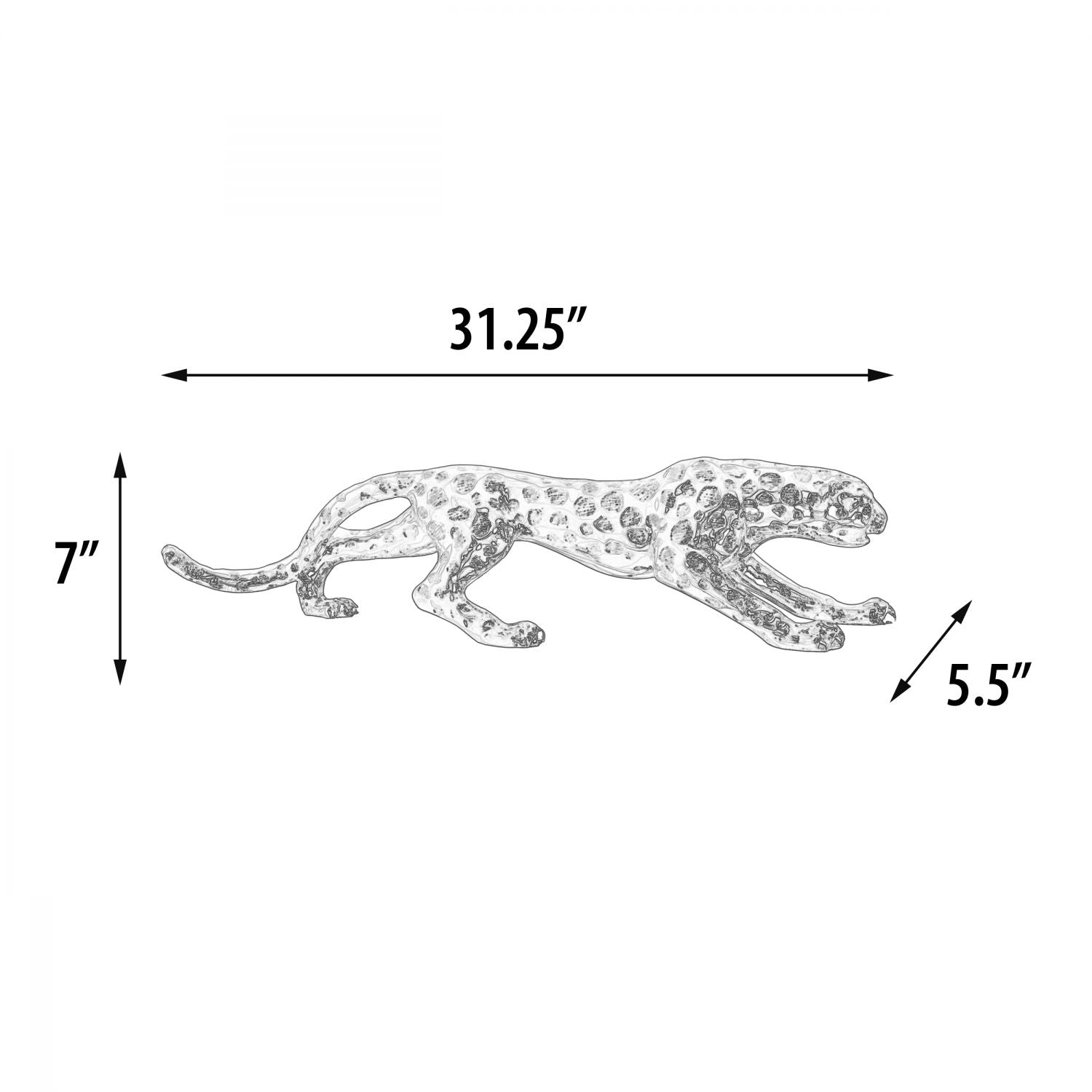 Standing Silver Leopard Large 31 Inches Long