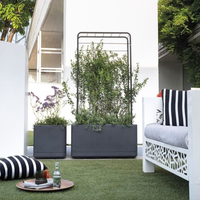 Cube Flower Pot - DEROMA- Cosmo - Anthracite - With water reserve - Casters - 38 cm