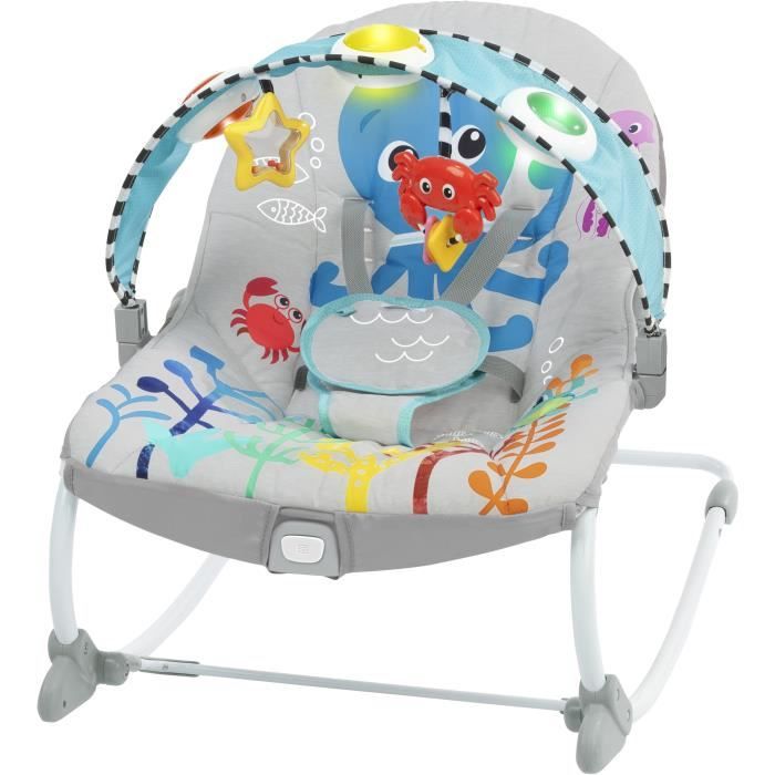 BABY EINSTEIN Octopus Evolutionary Bouncer (usable up to 30 months) - Ocean Explorer, Fixed or Rocking Position, Music and Light