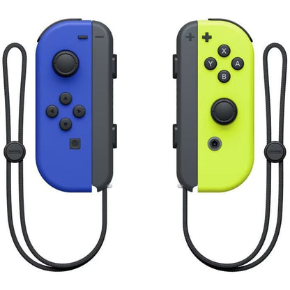 Pair of Joy-Con left blue and right neon yellow joysticks