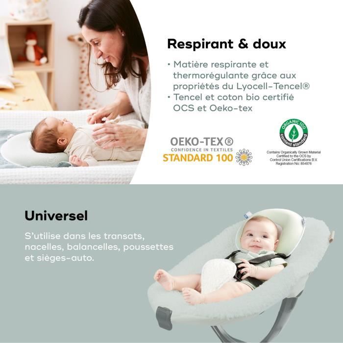 Baby headrest - BABYMOOV - Cosyhead - Baby morphology - Oeko-Tex certified organic cotton - Fresh Sage Green