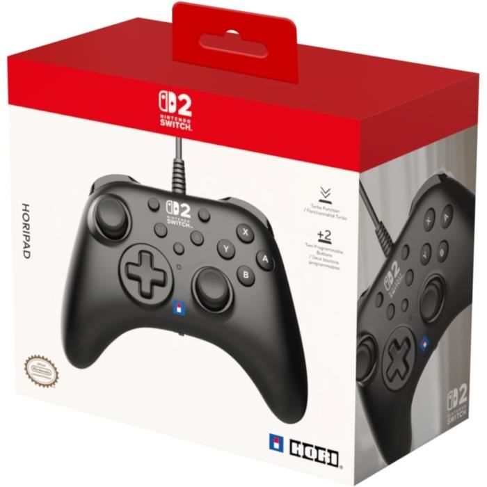 Wired Controller - HORI - Horipad - Nintendo Switch and Switch 2 - Nintendo C Button - Programmable Back Buttons - Black