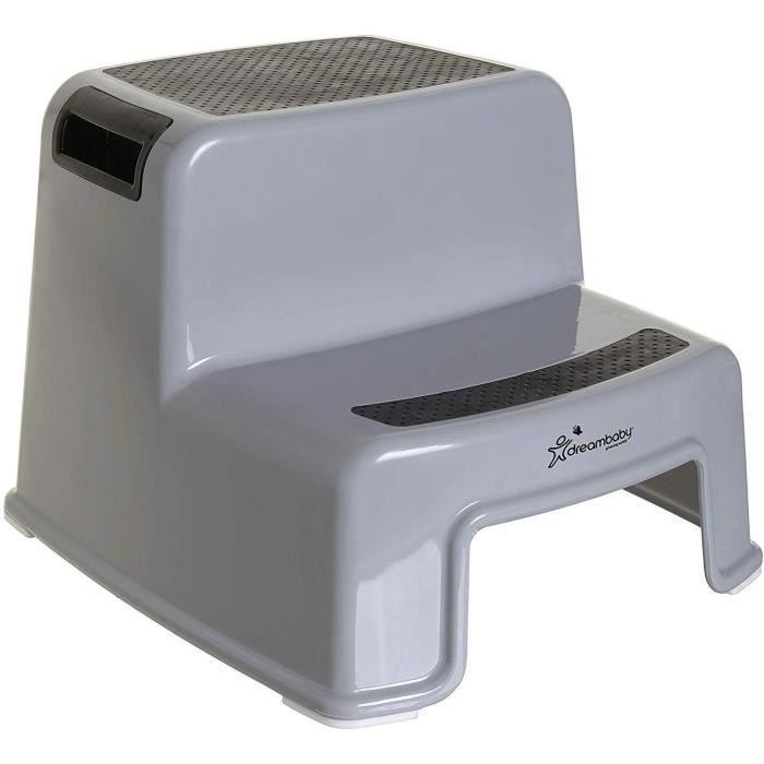 Step stool - DREAMBABY - 2 Up - Non-slip and textured - Up to 80 kg for children and adults - Grey and Black