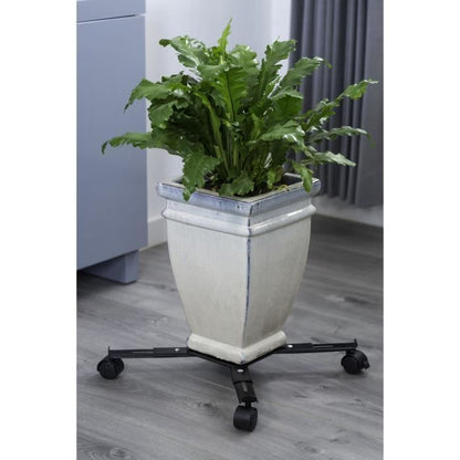 NATURE Roller shelf for extendable plants - Black metal - H6 x 34/51 x 34/51 cm