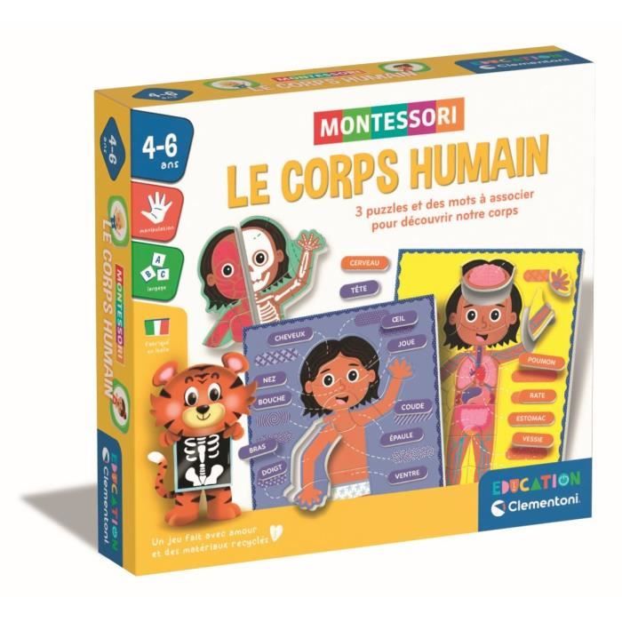 Montessori - Clementoni - The Human Body - Educational game to learn how the body is made inside and out - D