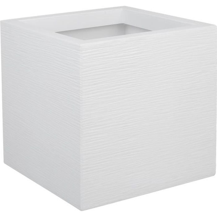 PLASTIC EDA Graphit Up Square Flower Box - 21 L - 29.5 x 29.5 x 29.5 cm - White ceruse