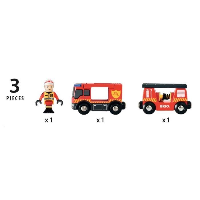 BRIO World - 33811 - Fire Truck Sound And Light - Wooden Toy