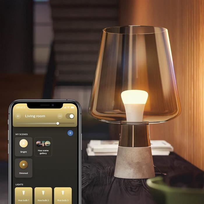 Philips Hue White, E27 connected LED bulb, Equivalent 75W, 1100 Lumen, Bluetooth compatible, 2 pack