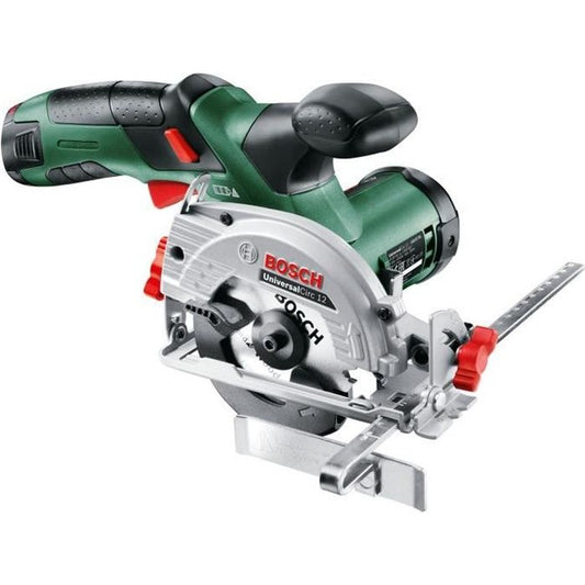 Bosch wireless circular saw-Universalcirc 12 (1 battery 12V-2.5Ah + parallel stop + saw blade + push vacuum cleaner)