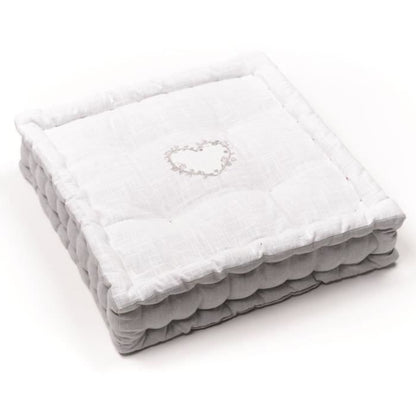 Floor cushion - TODAY - CHARME - Slub x Chambray x Constance Embroidery - 40 x 40 x 10 cm