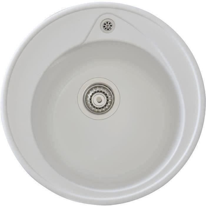 STRADOUR Sink built in RONDA, in SMC WHITE UNI - 17, 1 bowl, dim. Ø 49 cm, manual emptying