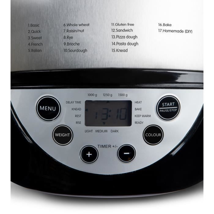 XL automatic bread machine - DOMO - B3977 - 850 W - 17 programs - LCD screen