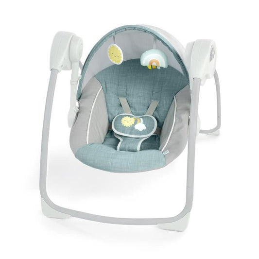 Ity by INGENUITY Sun Valley Baby Swing - Canopy, 2 Toys, 2-Position Reclining Seat - Grey