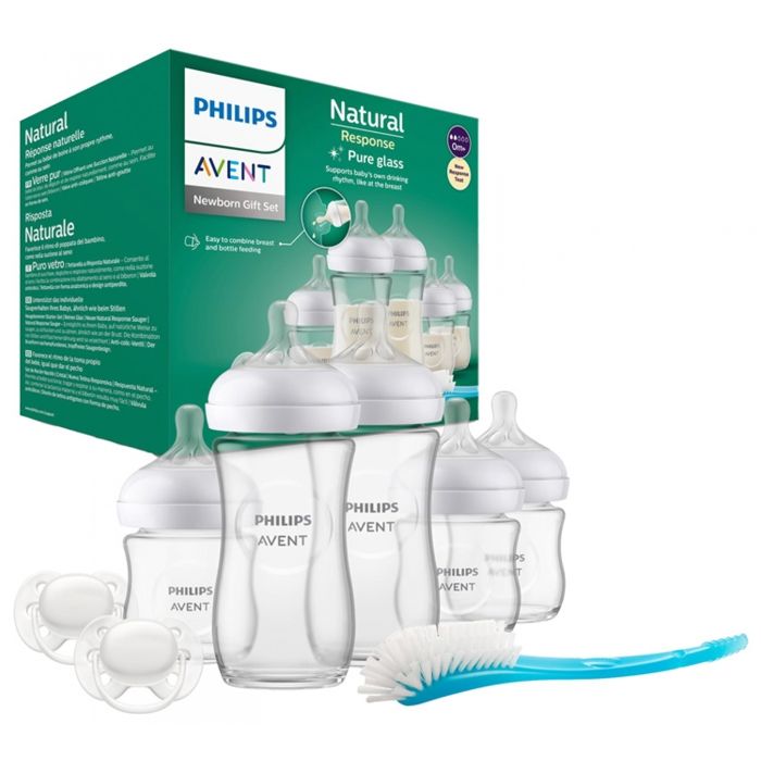 Natural Glass Baby Bottle Birth Set - PHILIPS AVENT - Newborn Kit - 240 ml - Mixed