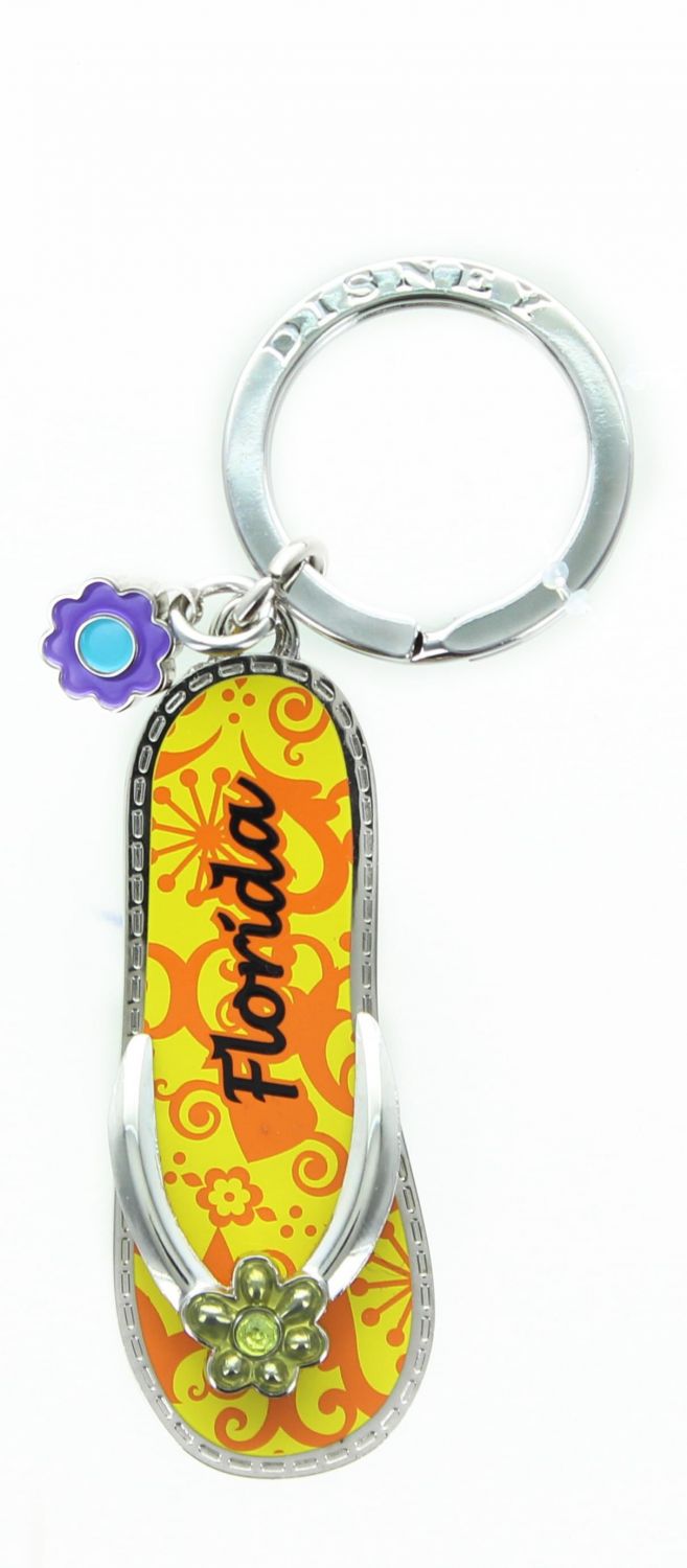 Florida Orange Flip Flop Pewter Key Ring