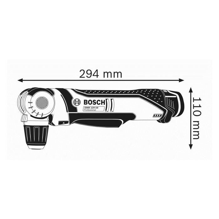 GWB 12V-10 cordless angle drill (without battery or charger) in L-BOXX case - BOSCH - 0601390909