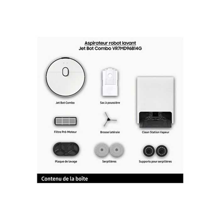 Samsung Jet Bot Combo VR7MD96B14G Robot Vacuum Cleaner - White - 2-year warranty