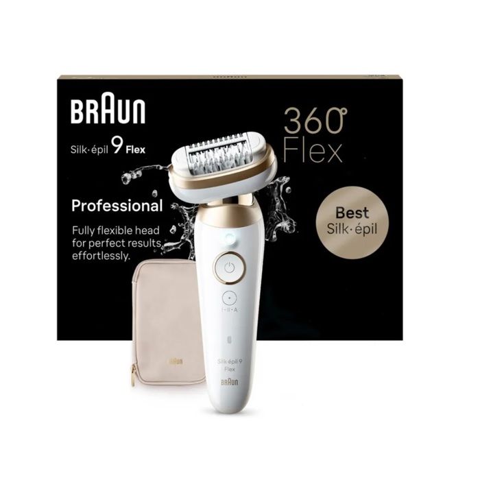 Epilator - BRAUN - Silk Epil 9-011 3D - Flexible head - Wet & Dry technology - 40 MicroGrip tweezers