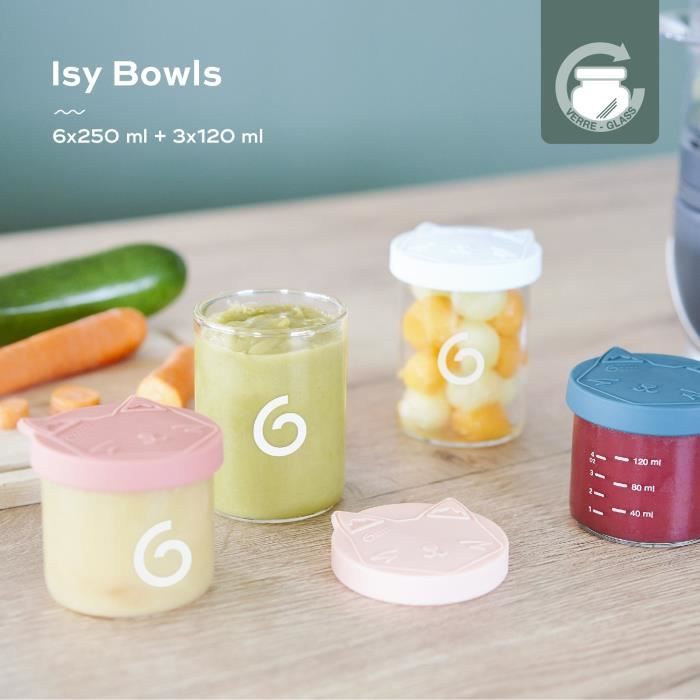 Babymoov Isy Bowls 9 Graduated Borosilicate glass conservation pots - 6x250ml + 3x120ml