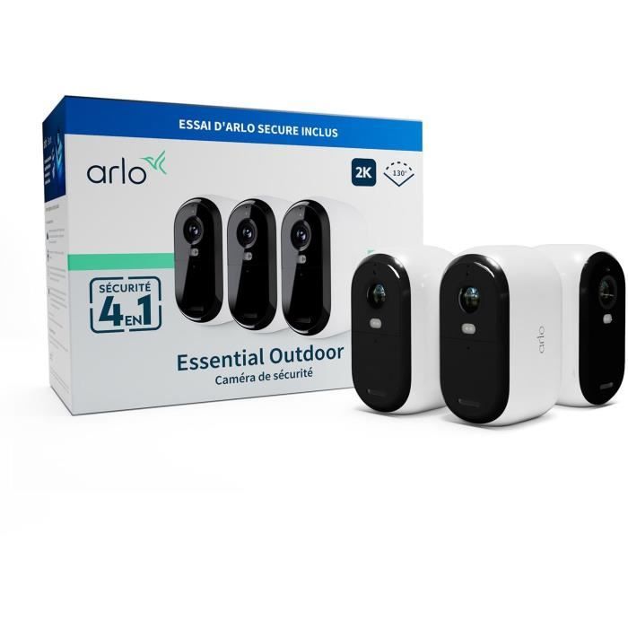 ARLO Essential2 Connected Security Camera - 3 Pack - 2K Resolution - Color Night Vision