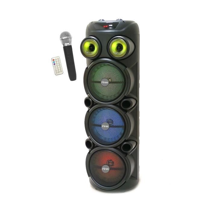Luminous karaoke speaker - INOVALLEY - KA129-XXL - Bluetooth V5.0 - 90 cm - 1000 W - 3 x 8'' speakers - Wireless microphone included