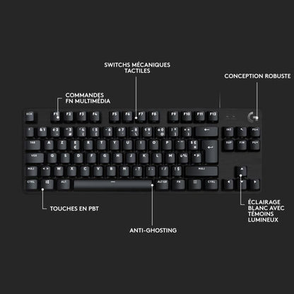 LOGITECH G - Gaming Keyboard - G413 TKL SE - Mechanical, Backlit, Black Aluminum