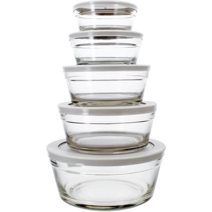 Set of 5 bowls - MENASTYL - 5039038 - 150 ml, 230 ml, 400 ml, 610 ml and 940 ml - Durable plastic lids