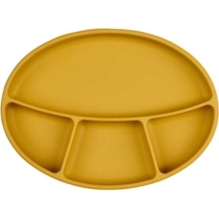 Suction plate - THERMOBABY - Silicone - Honey Yellow - Compartmentalized and non-slip