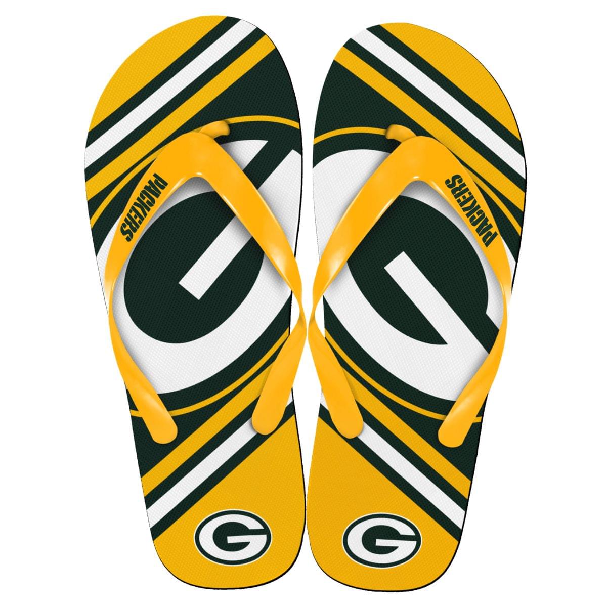 Green Bay Packers NFL Unisex Big Logo Flip Flops X-Small (W 5-6)