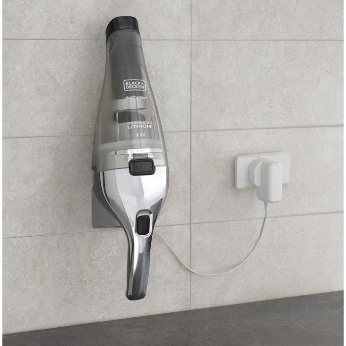 BLACK + DECKER NVC220WC-QW - Hand vacuum cleaner - Dustbuster Lithium 7,2V - EasyGrip - Chrome and Titanium