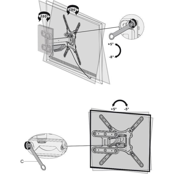Extendable adjustment. Slim mount for TV - Stell - SHO 7600