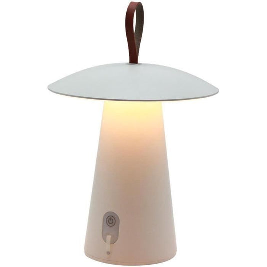 Cordless table lamp - LUMISKY - FUNGY - H29 cm - Aluminum - Leather handle - Warm white LED