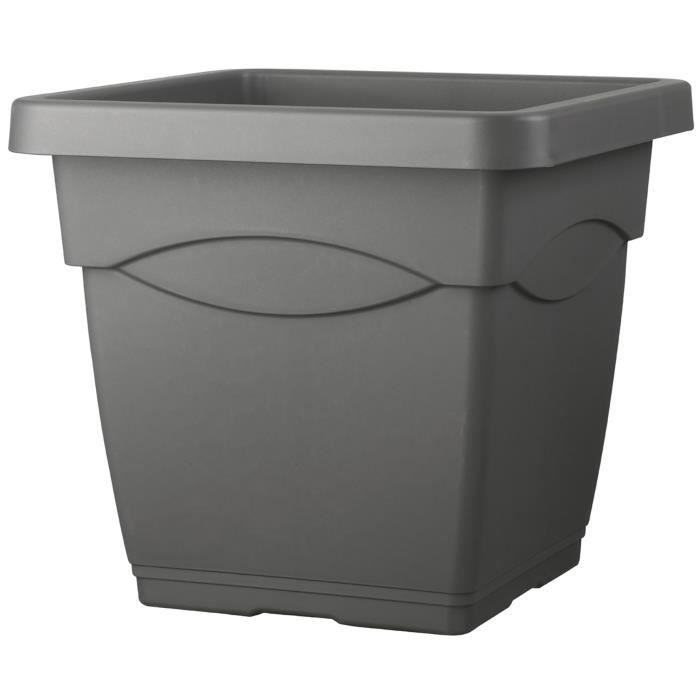 DEROMA Square flowerpot Day R Anthracite - 38 cm