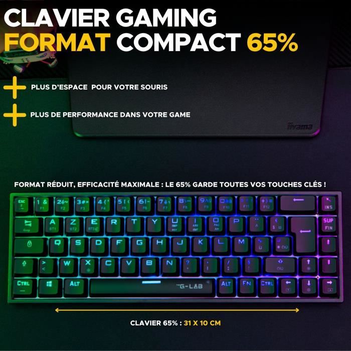Gaming Keyboard - The G-Lab - KEYZ TITAN - Mechanical (Red Switch) - Wired - RGB - Black