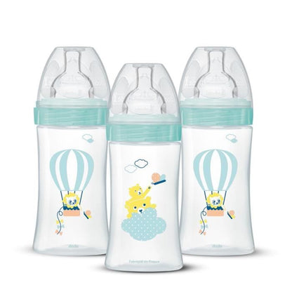 Pack of 3 baby bottles - DODIE - EB19 - 270 ml - Flat teat - Green