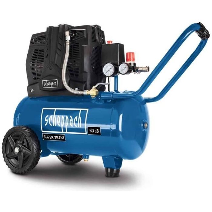 Silent horizontal two-cylinder air compressor Scheppach HC25Si - 24 L - 1100W - 8 bar - 1.5 HP