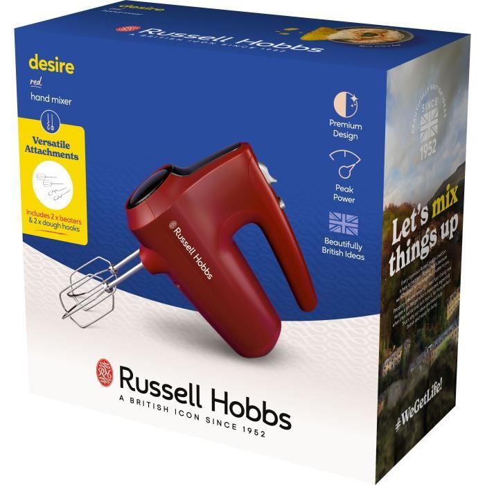 Hand mixer - RUSSEL HOBBS - Desire Red - 185 W - 5 speeds - Red