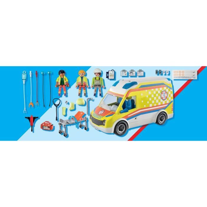PLAYMOBIL - 71202 - City Action Les Subcutors - Ambulance with light and sound effects