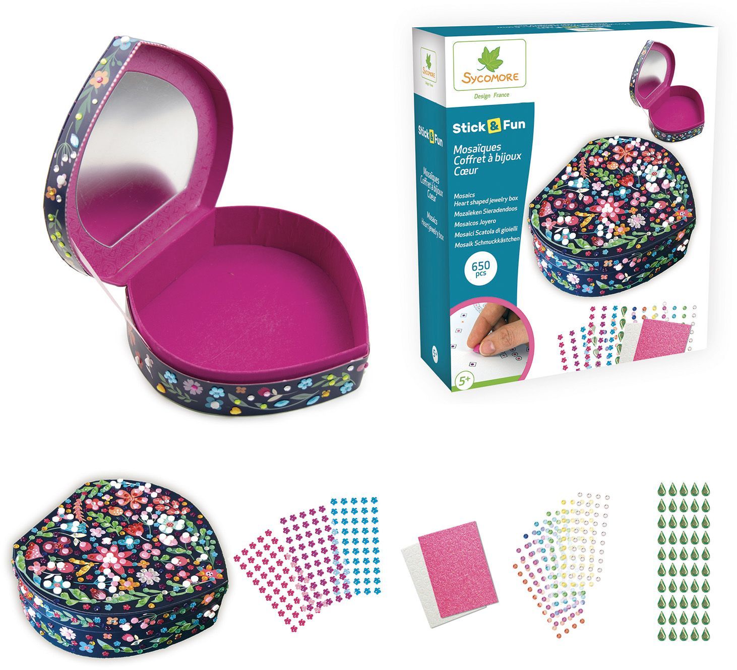 Sycomore - Heart jewelry box Dimensions: 20 x 6 x 18.5 cm to personalize
