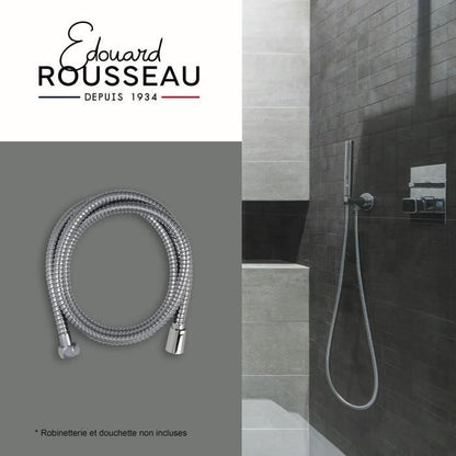 Shower hose - ROUSSEAU - Anti-twist metal nuts - Flow reducer - Length 1.50m - Double-stapled chrome-plated stainless steel