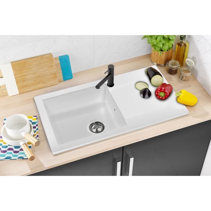 STRADOUR Sink built in EINNA, in SMC WHITE UNI - 17, 1 bowl, size 78 * 43.5 cm, manual emptying