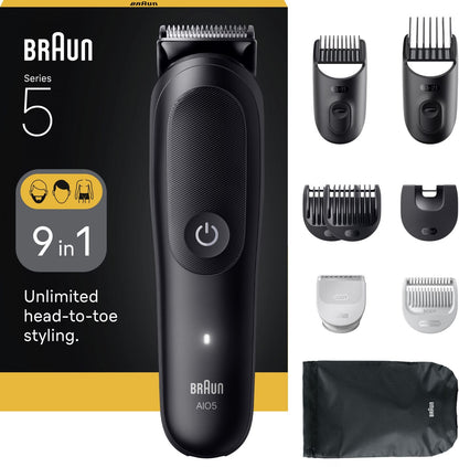 Hair and beard trimmer - BRAUN - AIO5540 - 120 min - 14 settings - Black