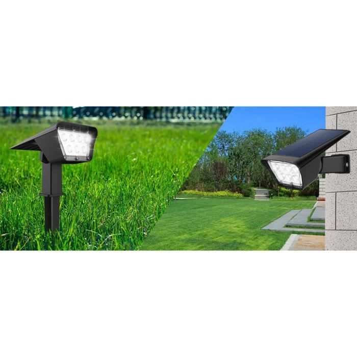 Set of 2 solar spotlights 2 in 1 to stick or fix - LUMISKY - CURTIS - H31.5 cm - white LED
