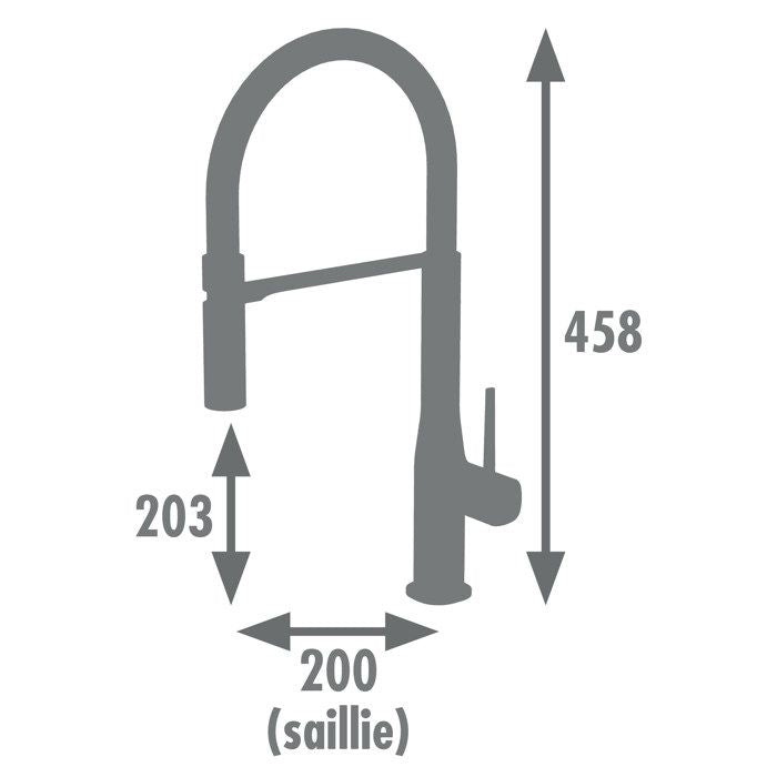 ROUSSEAU Kitchen mixer tap Køben - With hand shower - Chrome gray and black