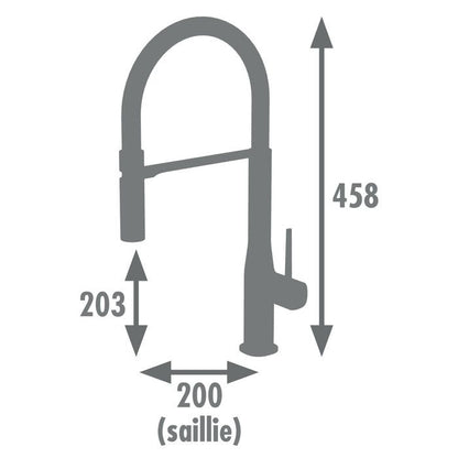 ROUSSEAU Kitchen mixer tap Køben - With hand shower - Chrome gray and black