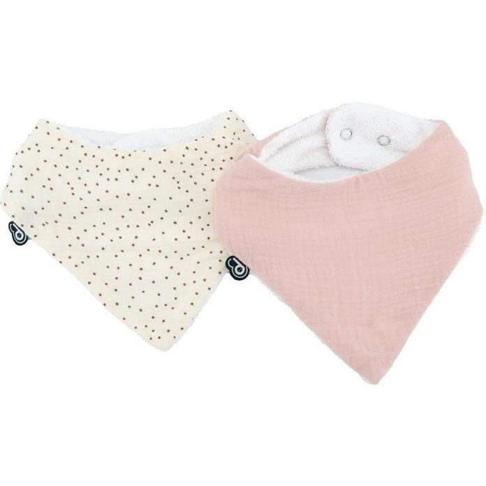Pack of 2 bandana bibs - DOMIVA - TU - Muslin - Old pink polka dots