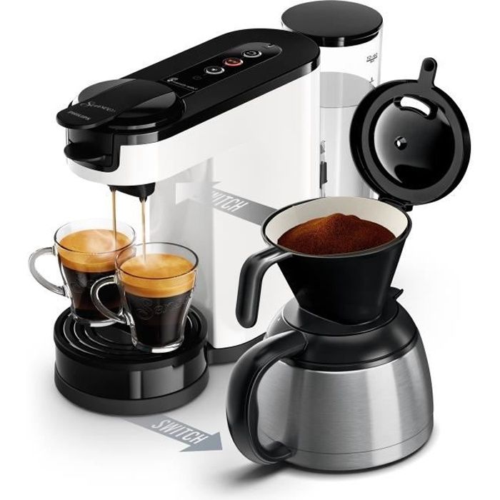 Coffee machine 2 in 1 Senseo Switch Philips HD6592/05, 2 in 1 with filter and pods, insulated verses, Crema Plus
