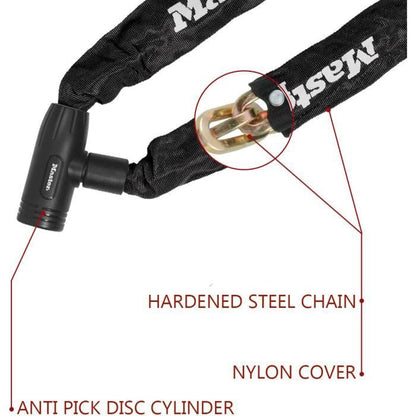 Bicycle Anti-Theft Chain - MASTER LOCK - 90 cm length - Hardened steel resistant to cutting and sawing