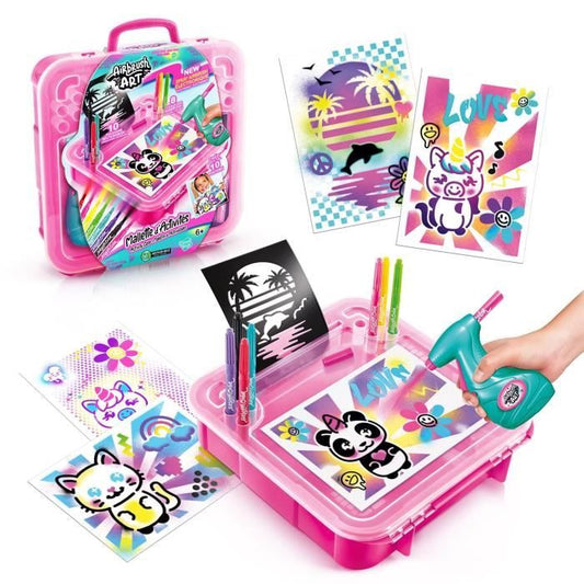 Canal Toys - Airbrush Art - Activity case with electronic spray, stencils and markers - AIR 017