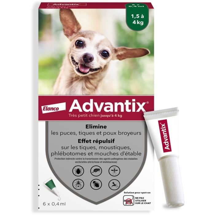 Advantix Dog very small breed antiparasitic solution 1.5 to 4kg 6 pipettes